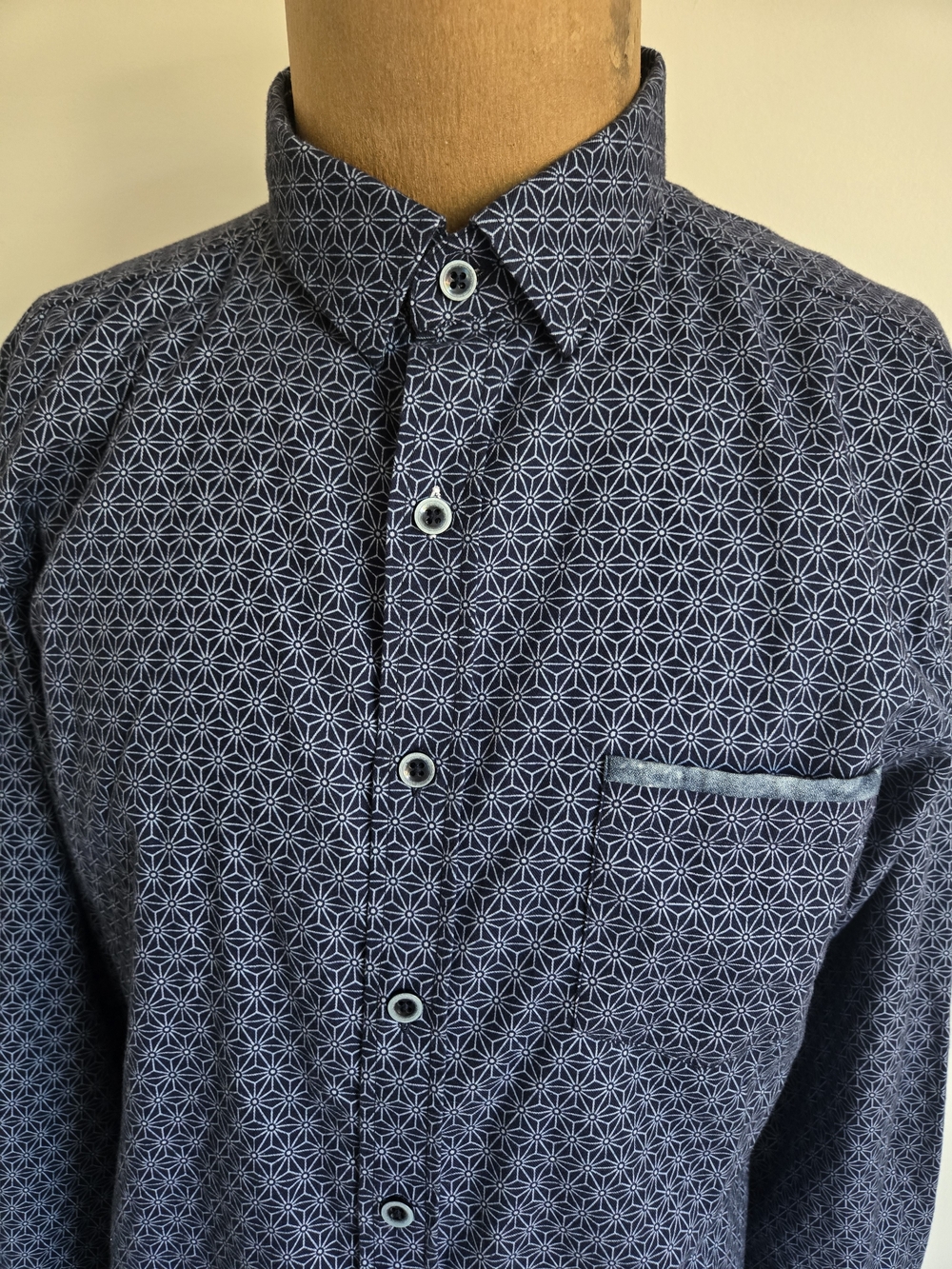 Robert Graham Navy Geometric Pattern Shirt